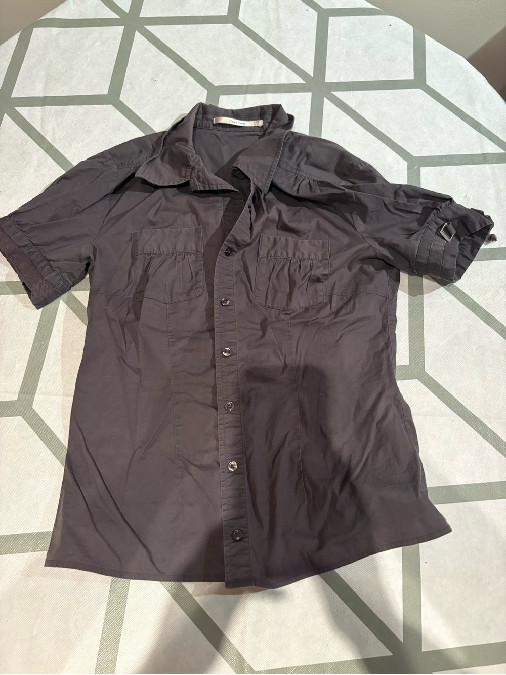 3/15$ part two Short-Sleeve Button-Up Shirt in Charcoal